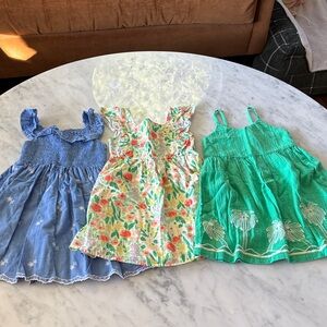 Cat & Jack Blue, Floral, and Green Kids Dress Trio